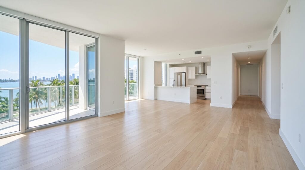 Empty, freshly cleaned South Florida apartment ready for a move-out inspection