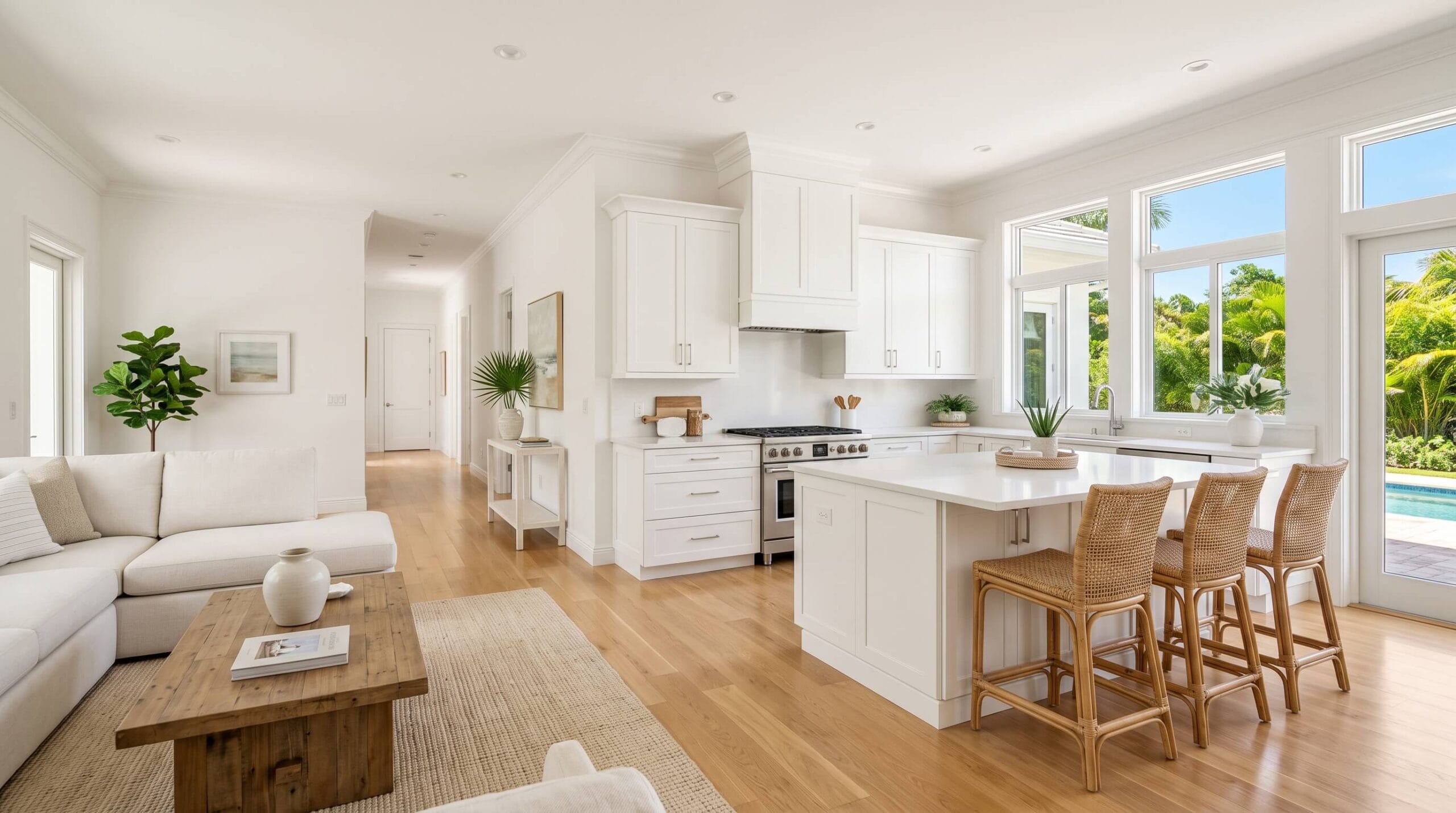 Bright, upscale South Florida home interior representing a room-by-room deep cleaning checklist